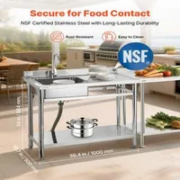 NSF сертифицирана търговска мивка от неръждаема стомана за хранителен контакт